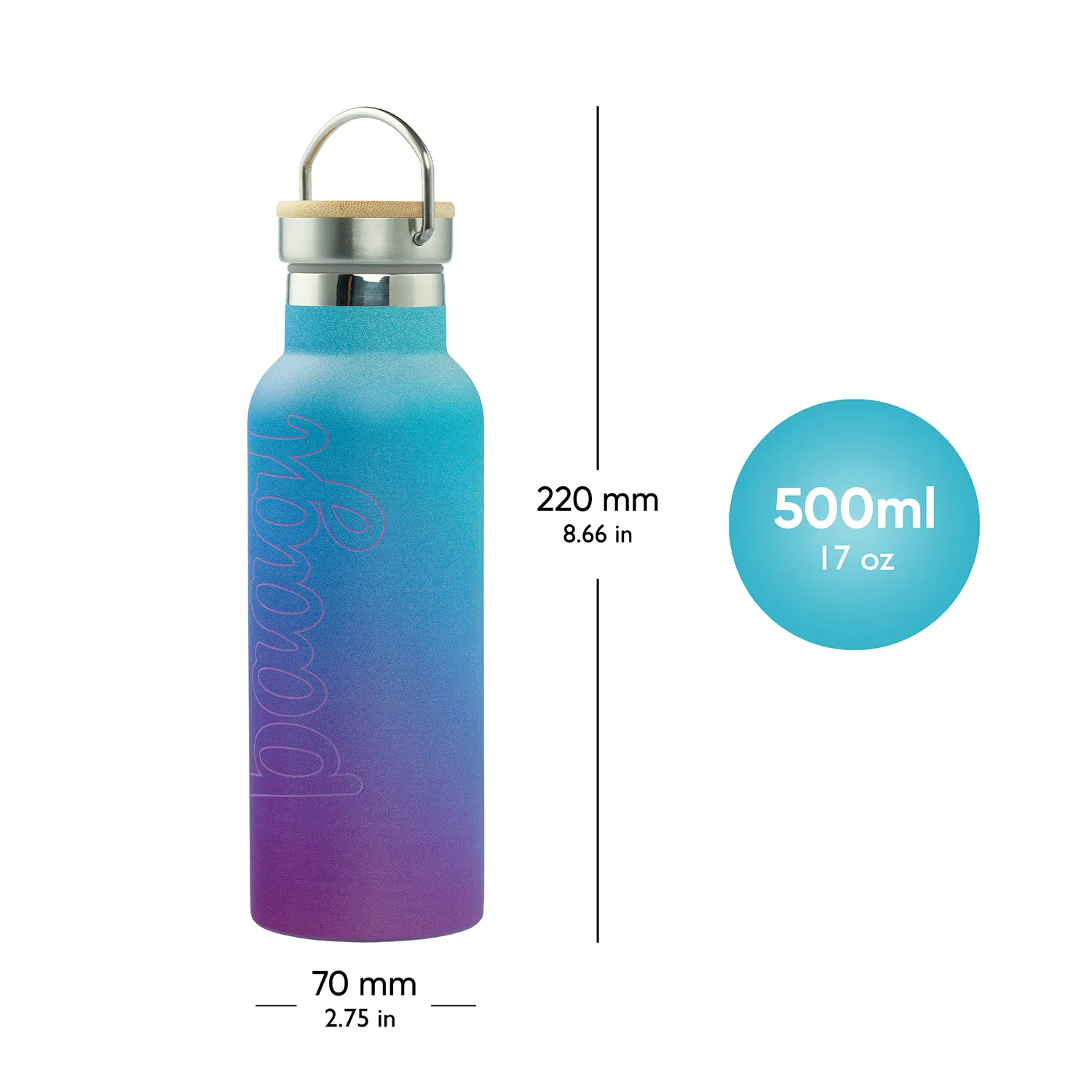 Baagl Termoláhev s bambusovým víčkem Gradient modro-fialová, 500 ml