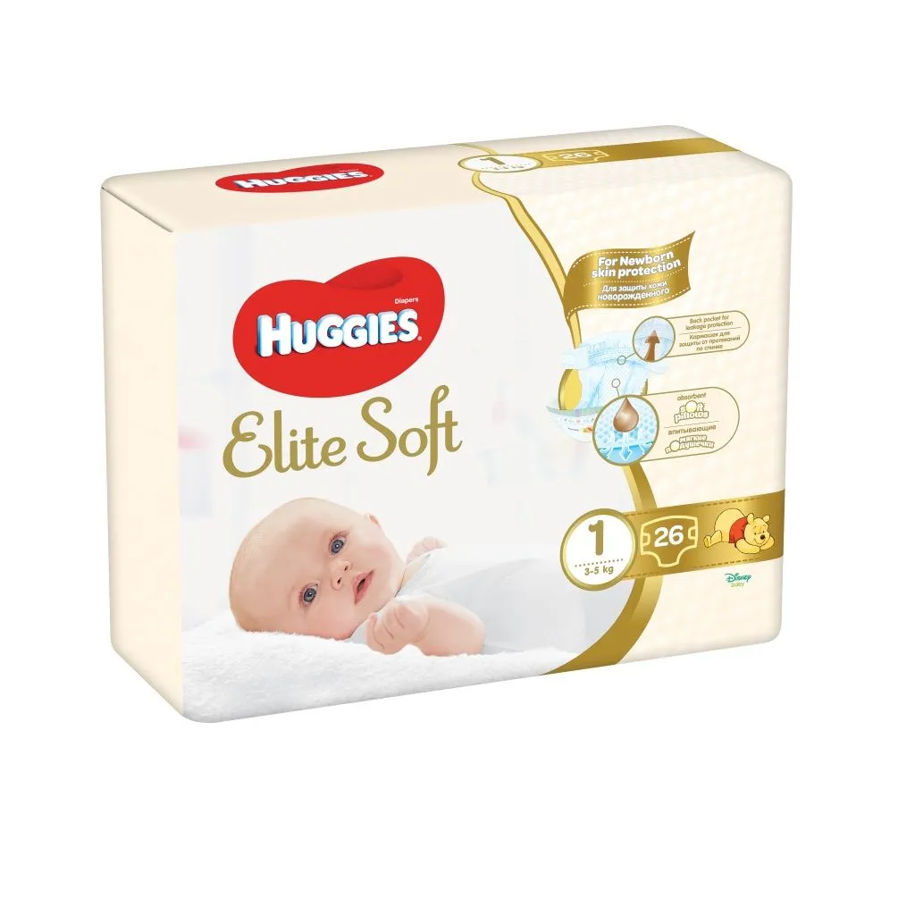 Huggies Elite Soft 1 2-5 kg dětské pleny 26 ks