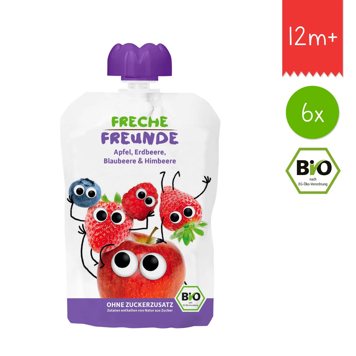 Freche Freunde BIO Kapsička jablko jahoda borůvka a malina 6x100 g