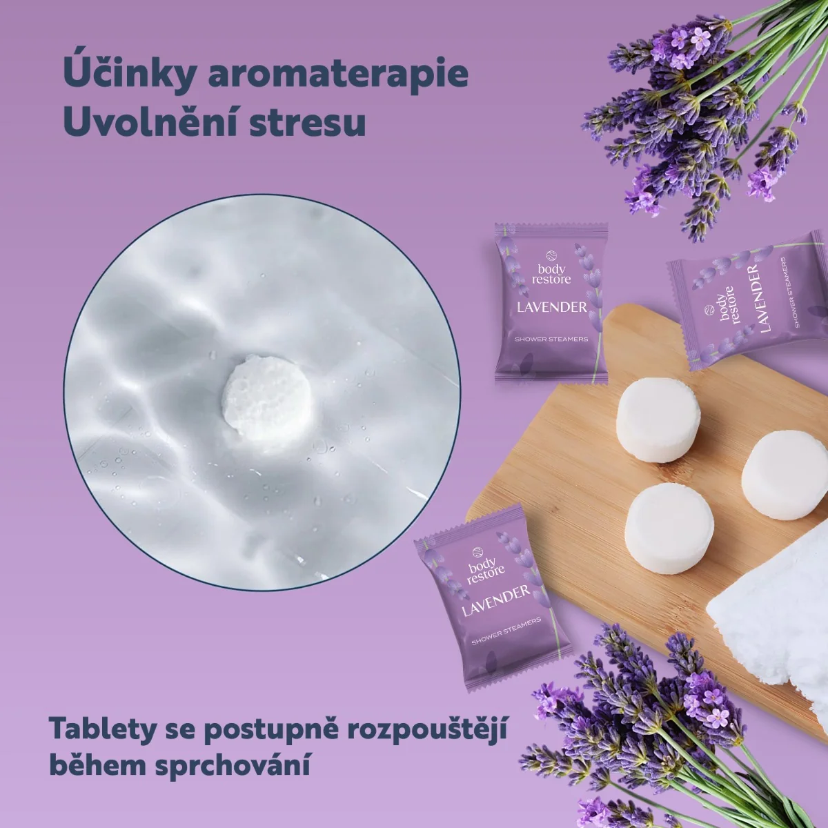 Body Restore Aromatické tablety do sprchy levandule 15 ks