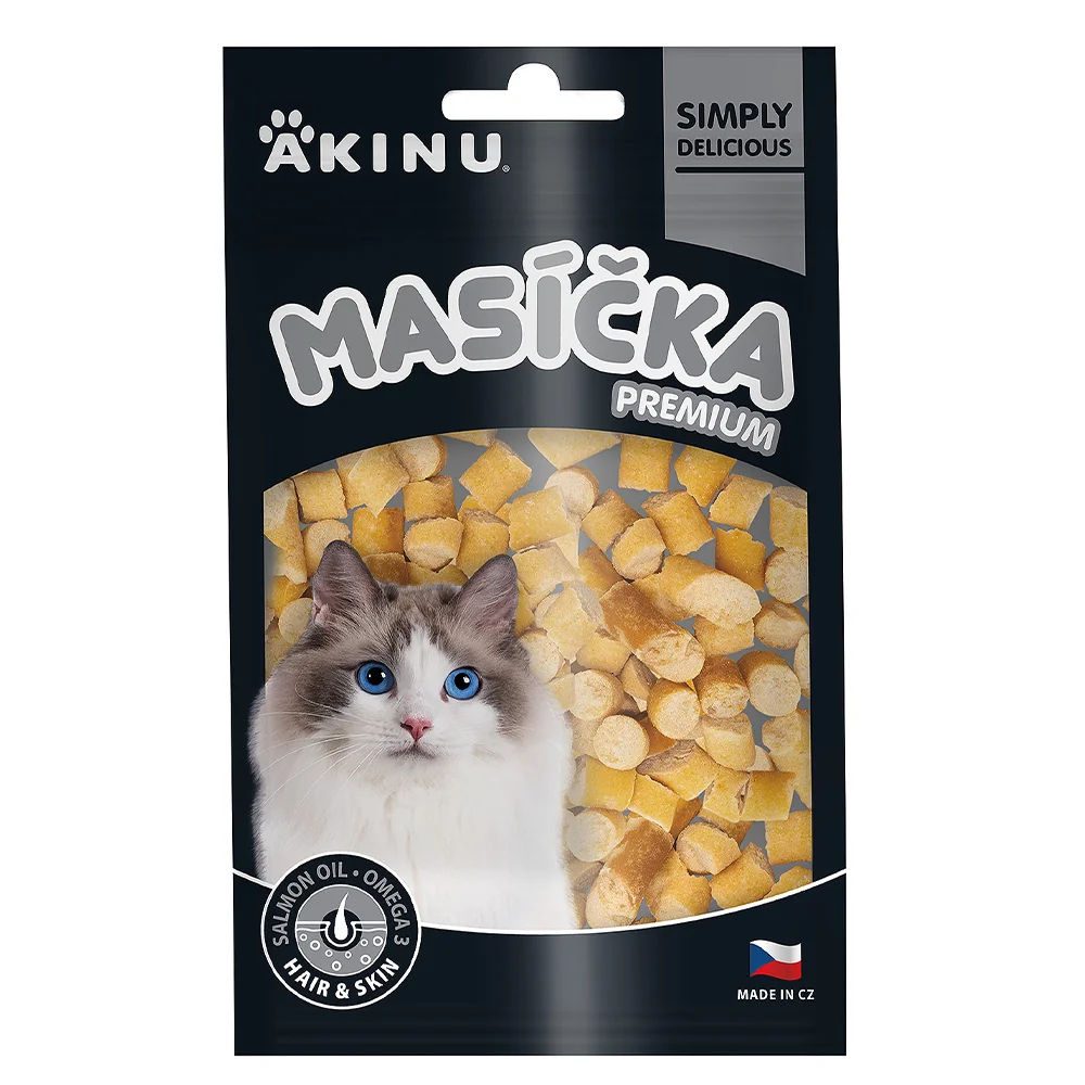 Akinu MASÍČKA PREMIUM Hair & Skin pamlsek pro kočky 8 x 50 g