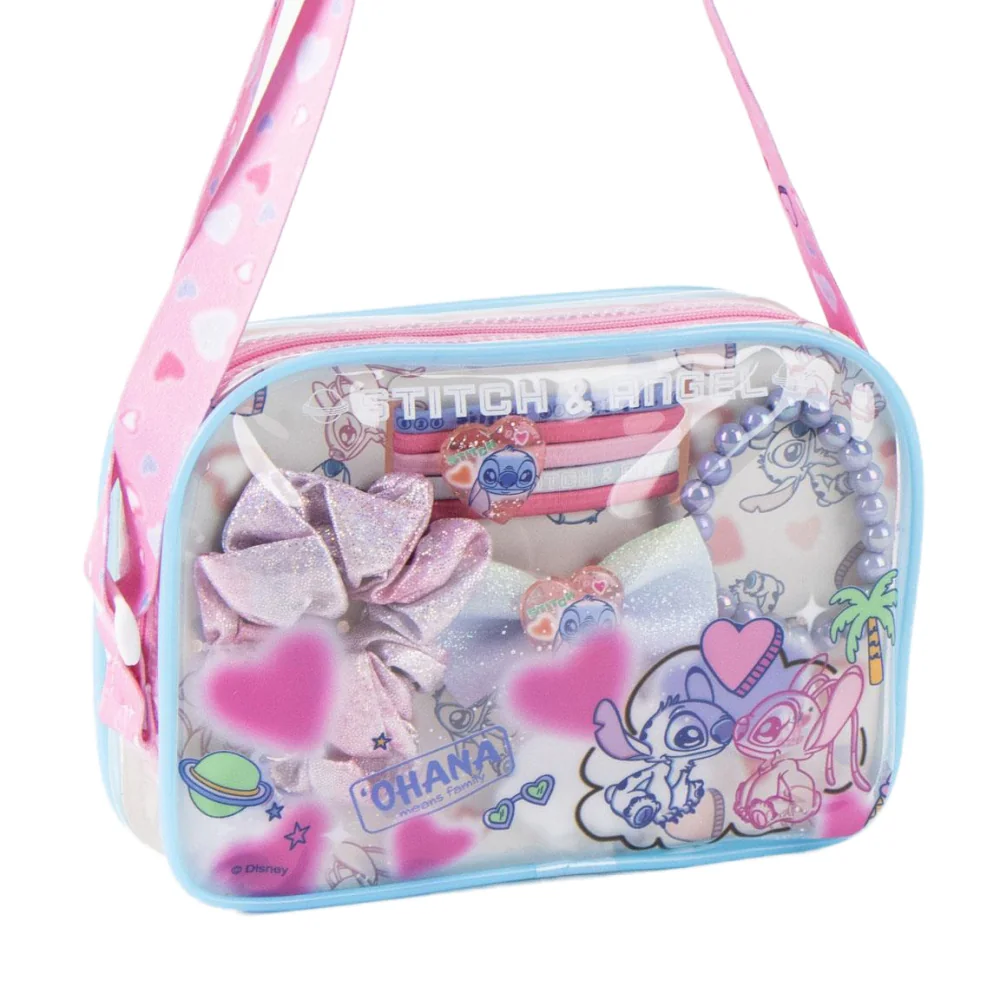 Cerdá Kosmetická taštička s vlasovými doplňky Stitch 8 ks