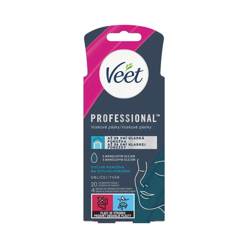Veet Professional Studené voskové pásky na obličej pro citlivou pokožku 20 ks