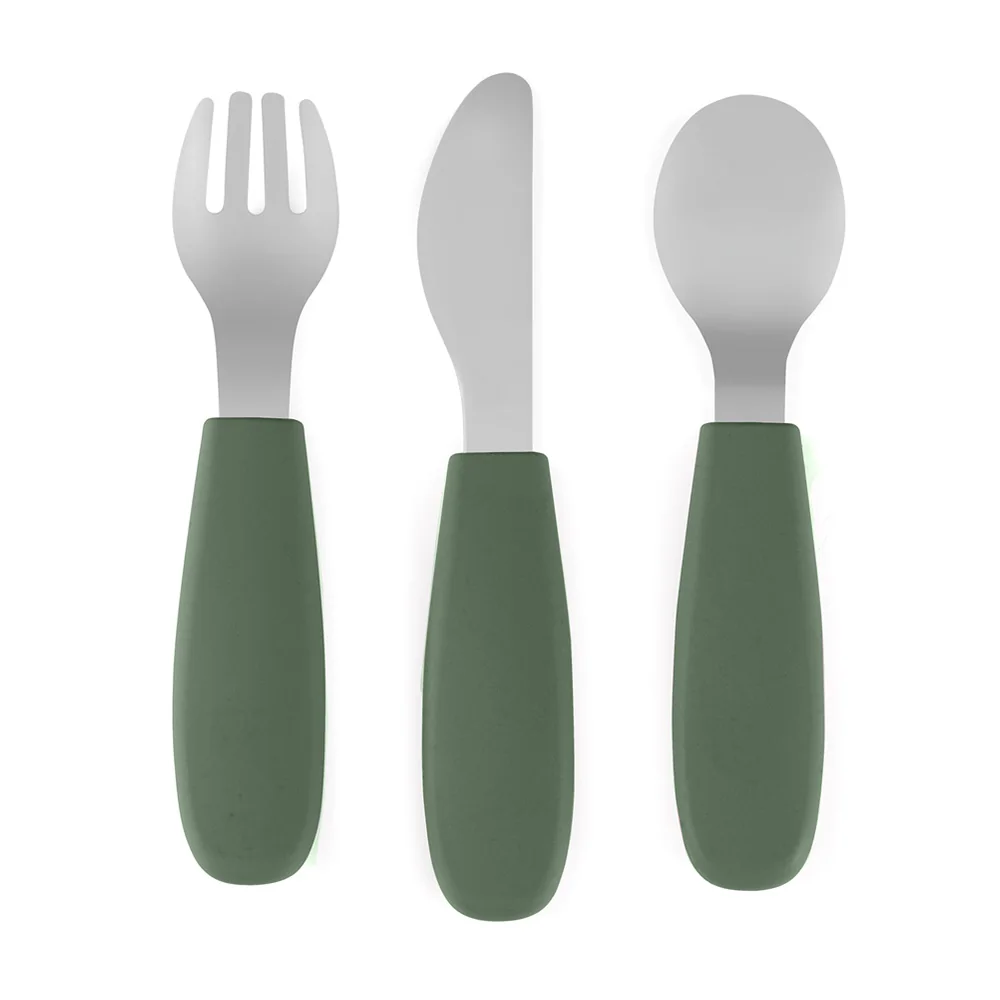 Petite&Mars Take&Match Sada příborů z nerezové oceli 12m+ 3 ks misty green