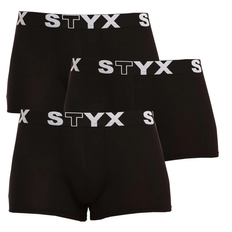 Styx 3PACK pánské boxerky sportovní guma černé (G9606060) L