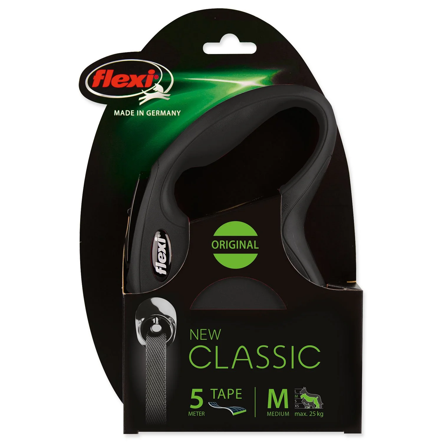 Flexi Vodítko Classic New páska M černé 5m