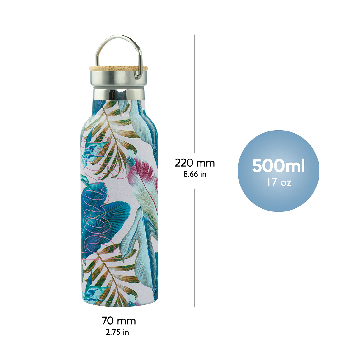 Baagl Termoláhev s bambusovým víčkem Leafs, 500 ml