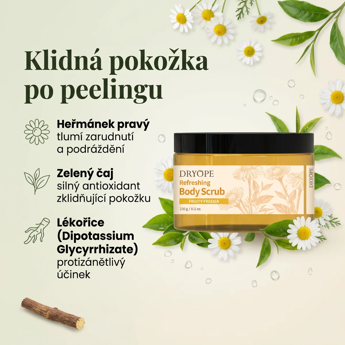 DRYOPE Fruity Freesia osvěžující body scrub 230 g
