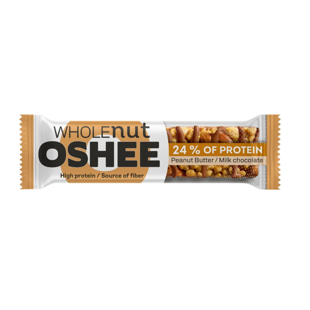 OSHEE Wholenut Arašídové máslo a mléčná čokoláda tyčinka 40 g