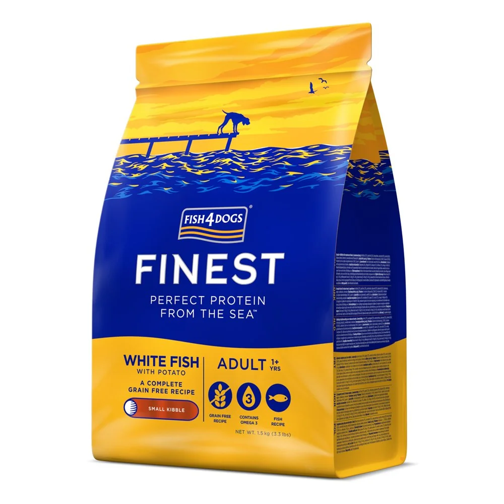 Fish4Dogs Granule malé pro dospělé psy Finest bílá ryba s bramborami 1,5 kg, 1+