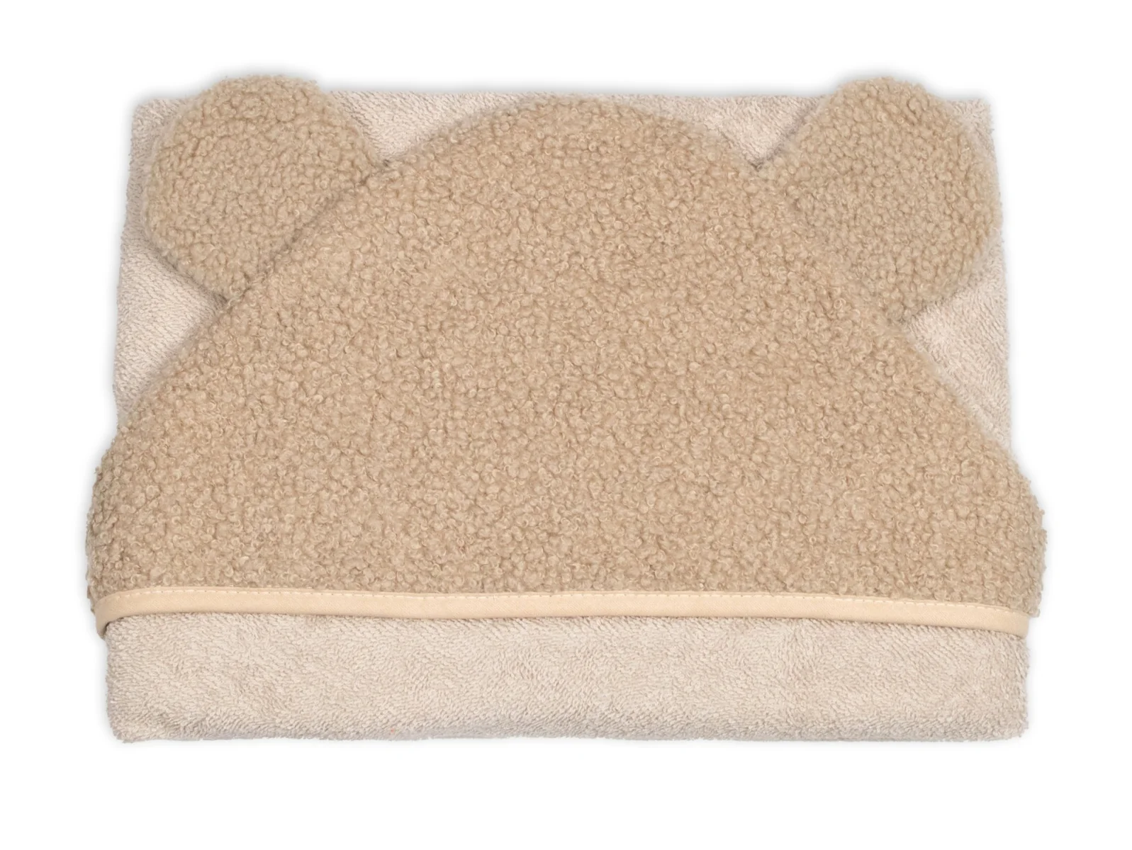 Baby Nellys Kojenecká osuška s kapucí a oušky Boucle 80x80cm, froté - béžová, hnědá