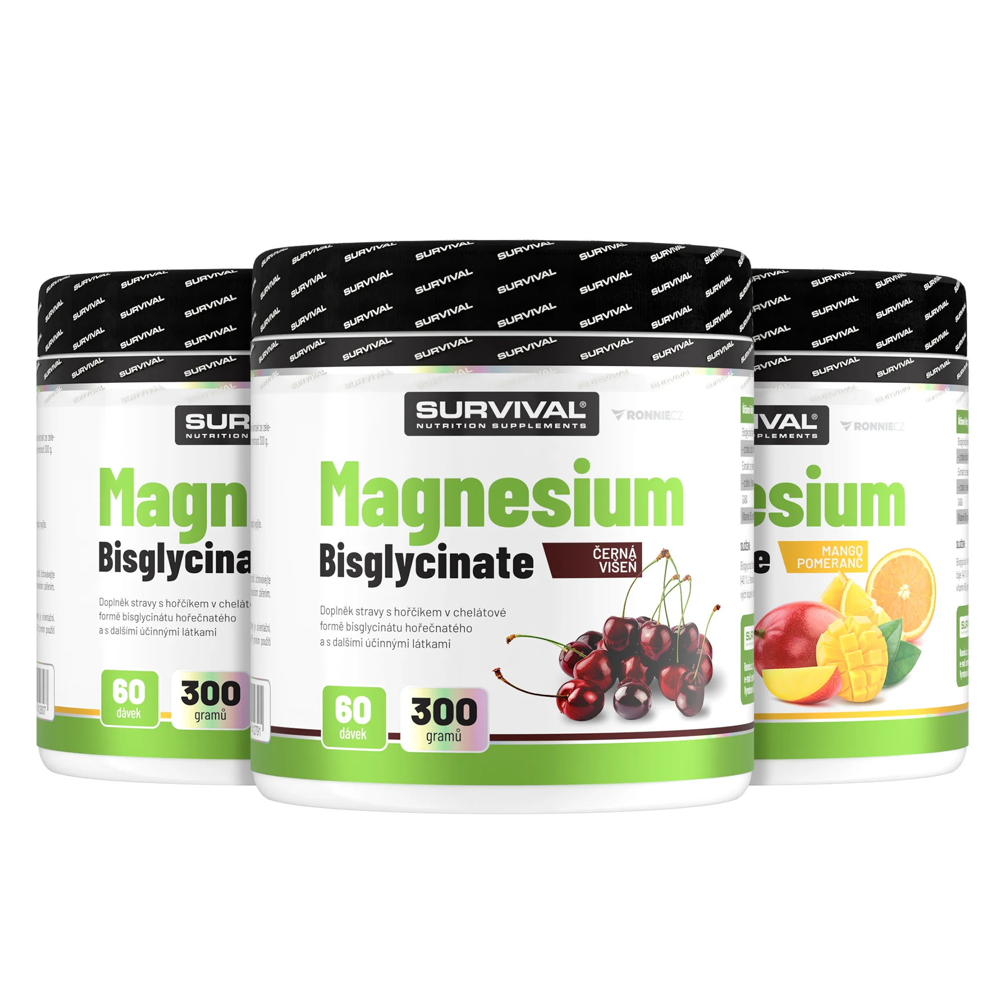 Survival Magnesium Bisglycinate 300 g 2+1 2x višeň + 1x mango
