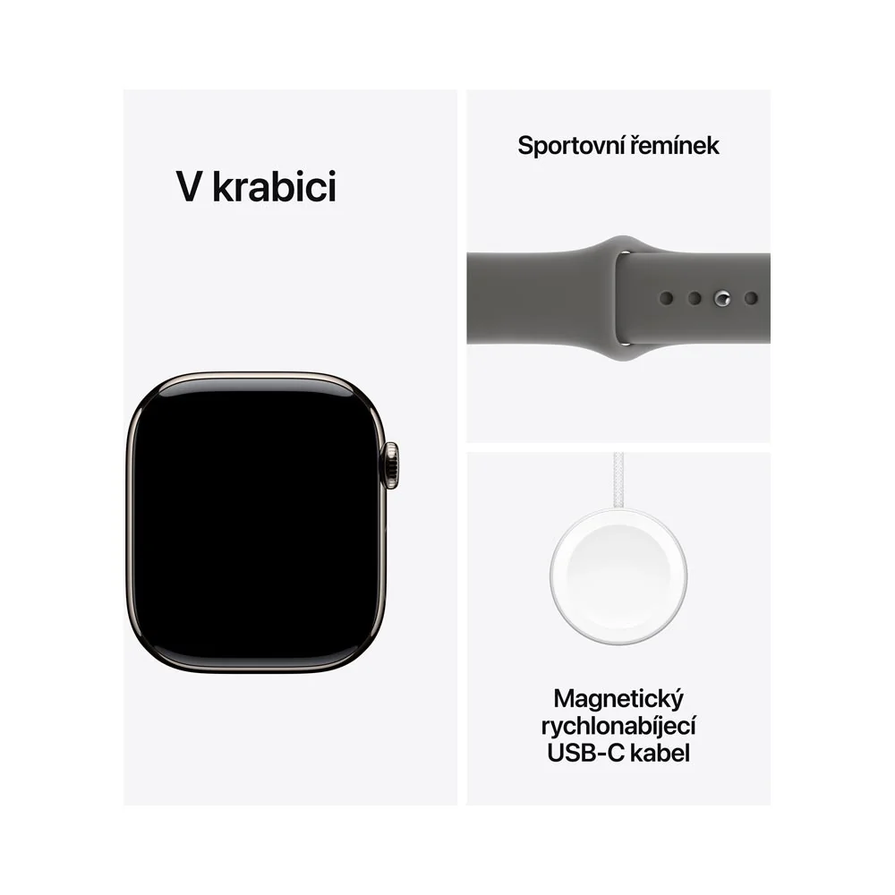 Apple Watch 11 42 mm titan, sportovní řemínek S/M chytré hodinky