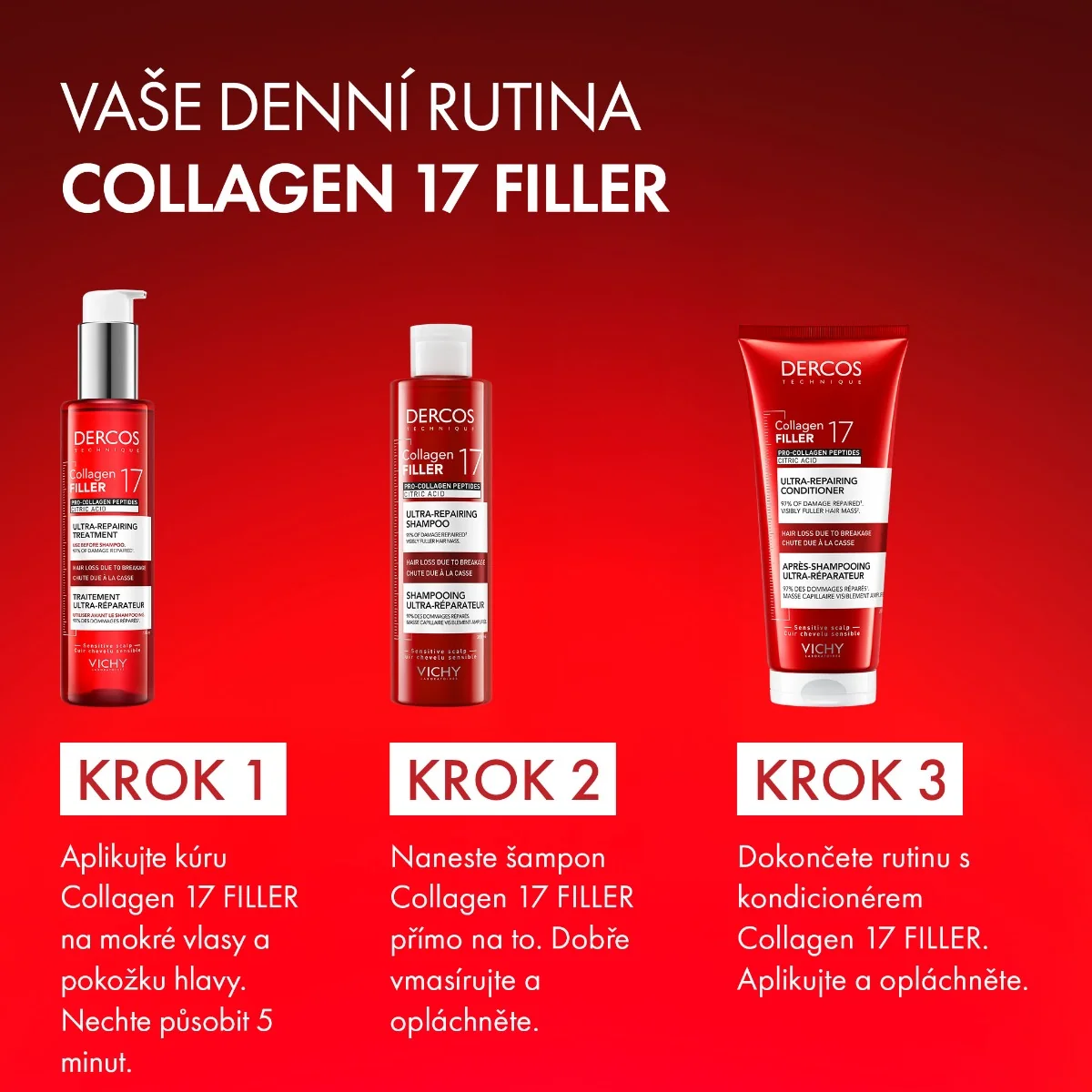 Vichy Dercos Collagen 17 Filler ultra-regenerační šampon 200 ml