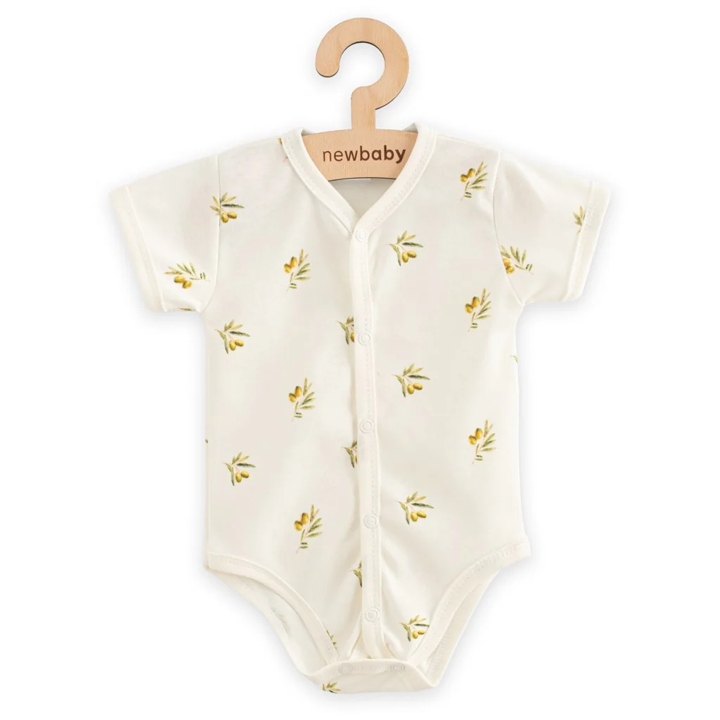 New Baby Kojenecké celorozepínací body s kr.m rukávem z org. bavlny Olivy, vel. 68 (4-6m)