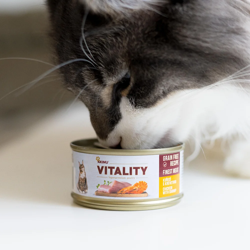 Akinu VITALITY Kuřecí & krevety konzerva pro kočky 10 x 70 g