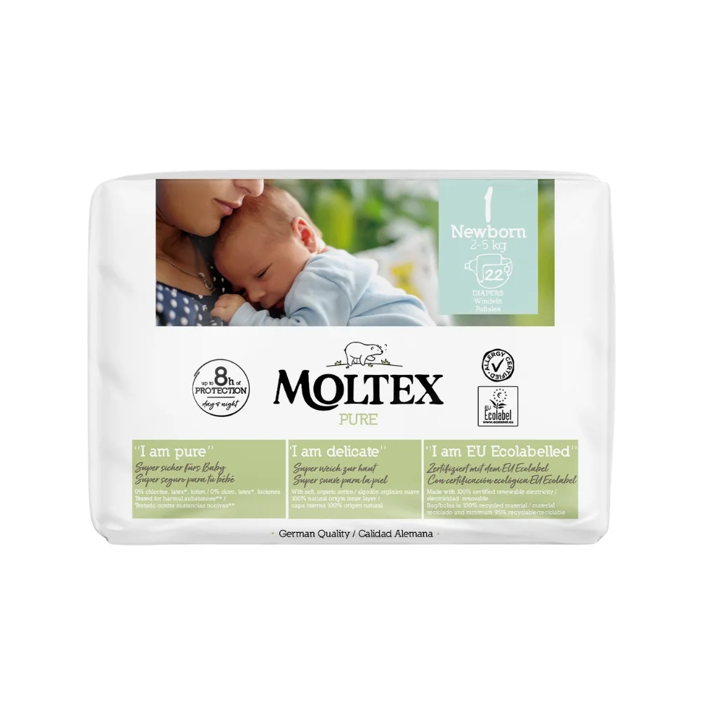 Moltex Pure Newborn 2–5 kg dětské pleny 22 ks