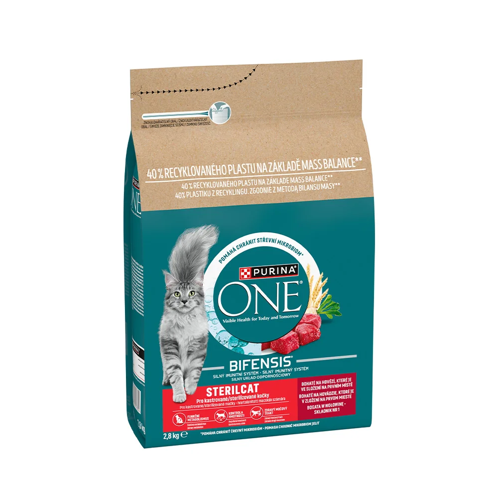 Purina ONE Bifensis Sterilised hovězí granule pro kočky 2,8 kg