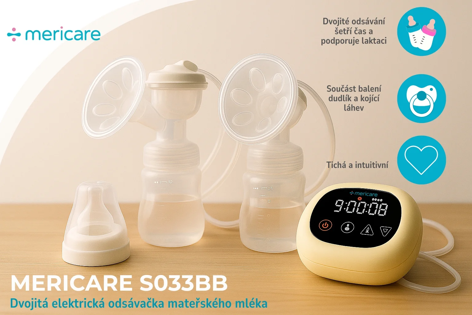 Mericare S033BB dvojitá elektrická odsávačka mateřského mléka