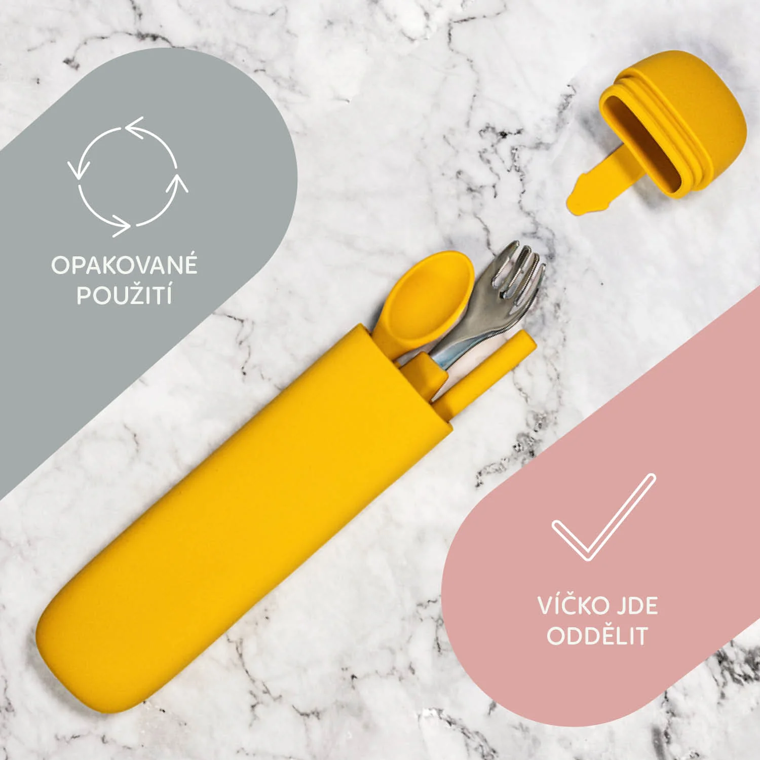 Zopa Silikonové pouzdro na příbor, Mustard Yellow 4