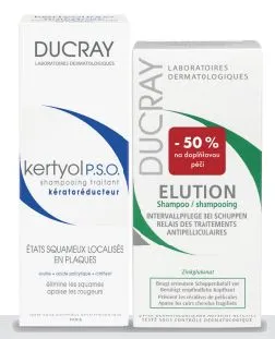 DUCRAY Kertyol PSO šampon na nejobtížnější stavy lupů 200ml + DUCRAY Elution šampon citl.vlas.pokožka 200ml