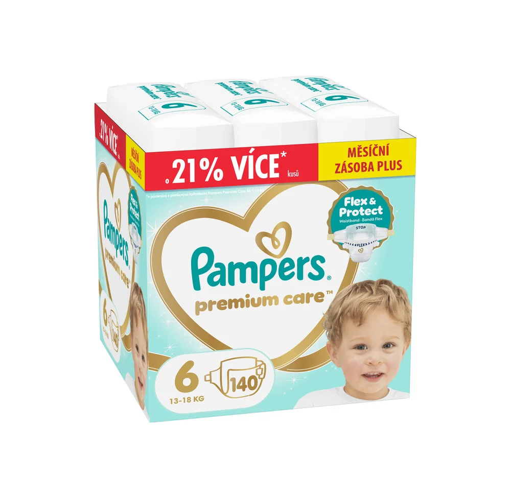 Pampers Premium Care vel. 6 13–18 kg dětské pleny 140 ks