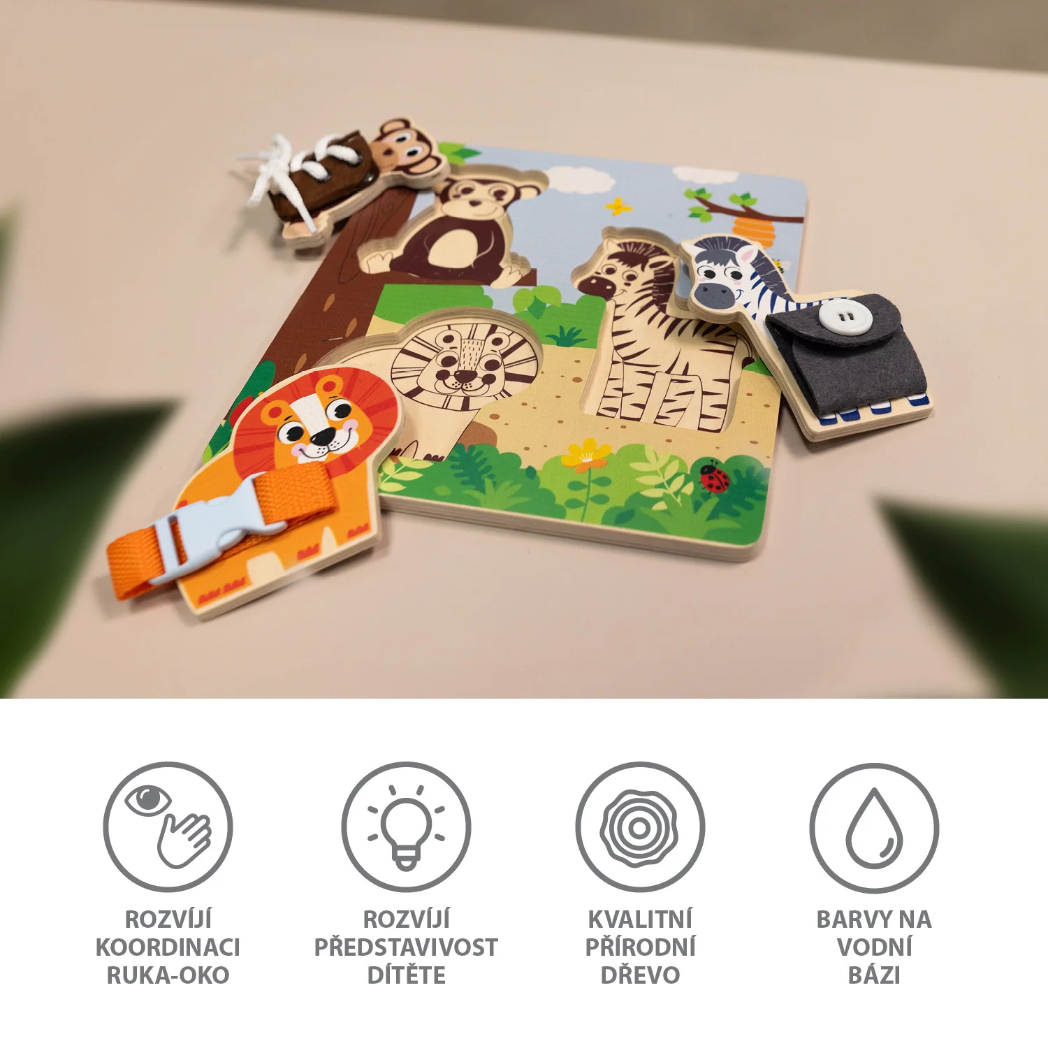 Zopa Dřevěné montessori puzzle, Wood, Hnědá