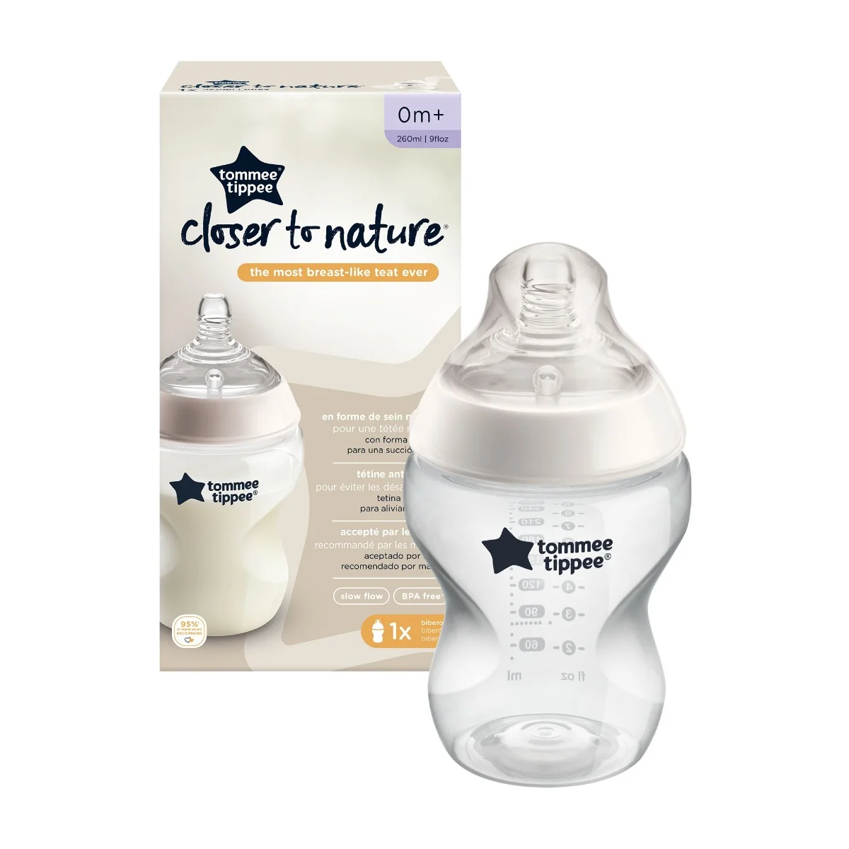 Tommee Tippee Kojenecká lahev ANTI-COLIC pomalý průtok 0m+ 260 ml 1 ks