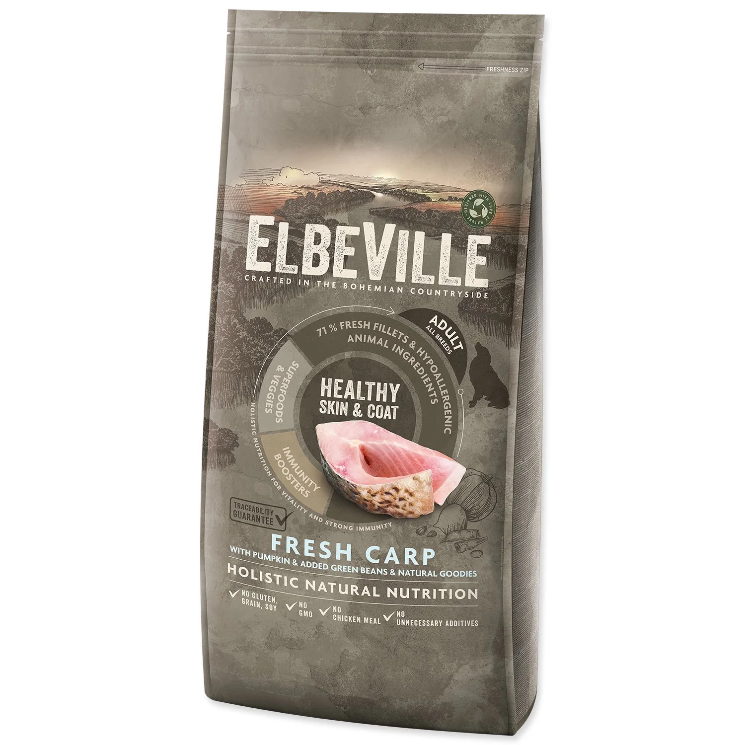 ELBEVILLE Krmivo Adult All Breeds Healthy Skin and Coat Fresh Carp 11,4kg
