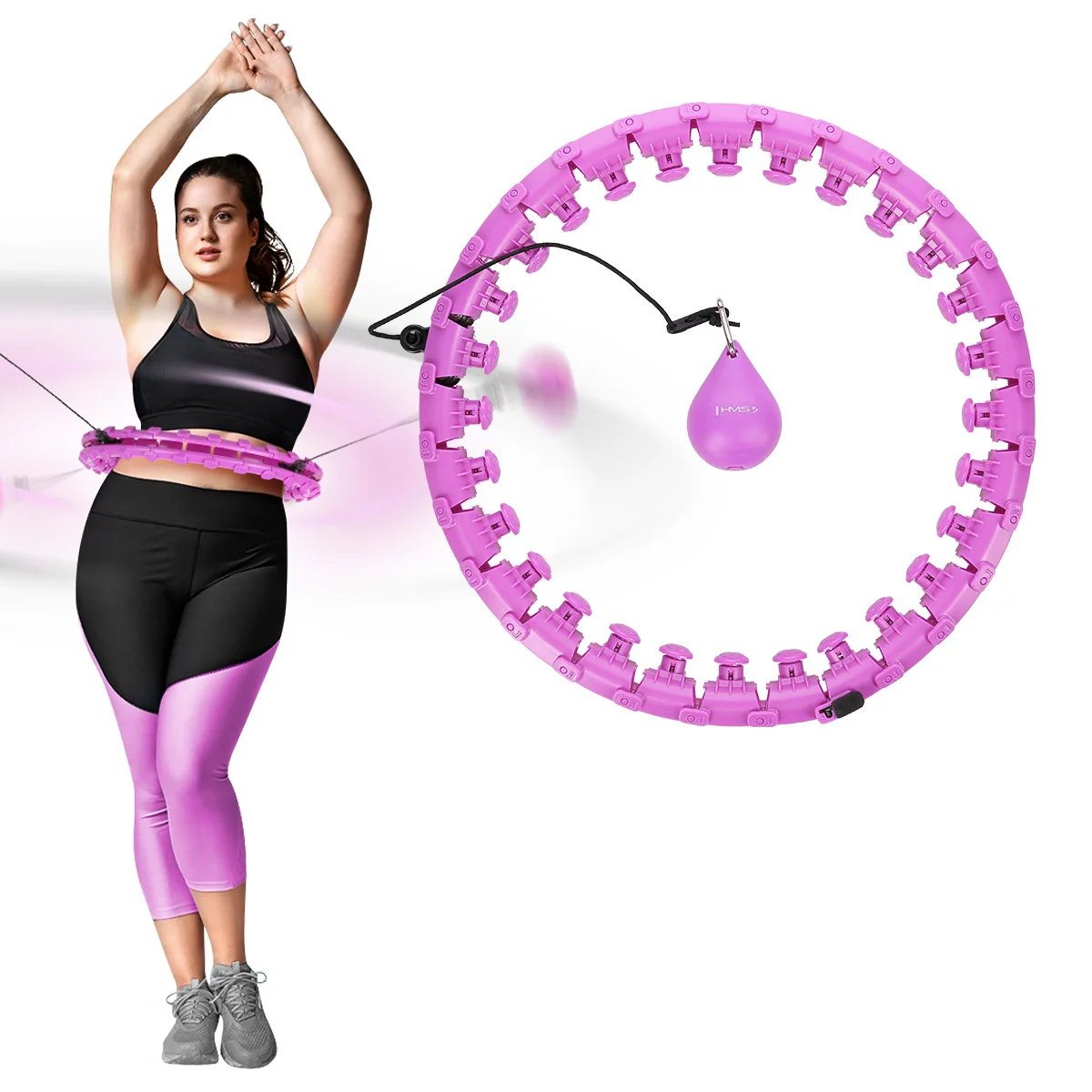 HMS Masážní hula hoop obruč se závažím Plus Size HHW12 - fialová