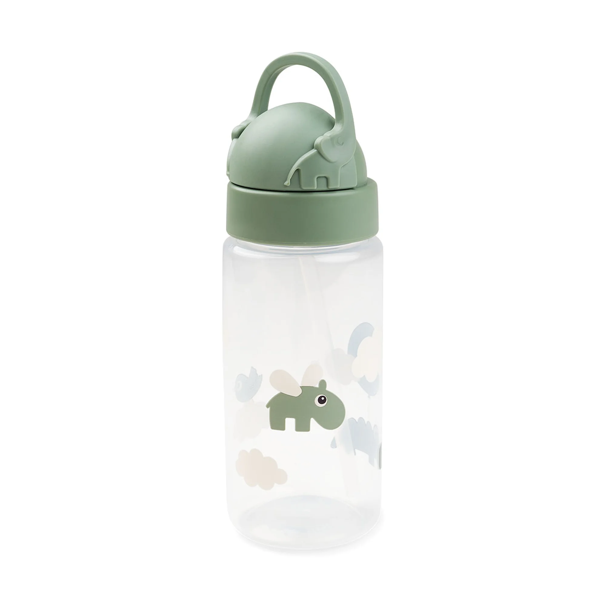 Done by Deer láhev s brčkem Happy clouds, zelená, 350 ml