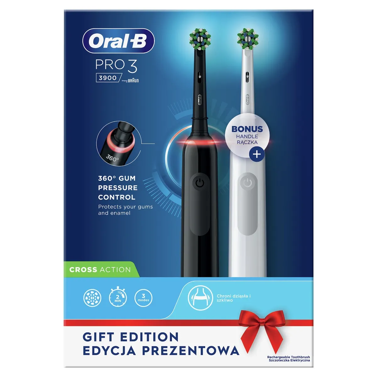 Oral-B PRO 3 3900 Cross Action DUO elektrický zubní kartáček 2 ks