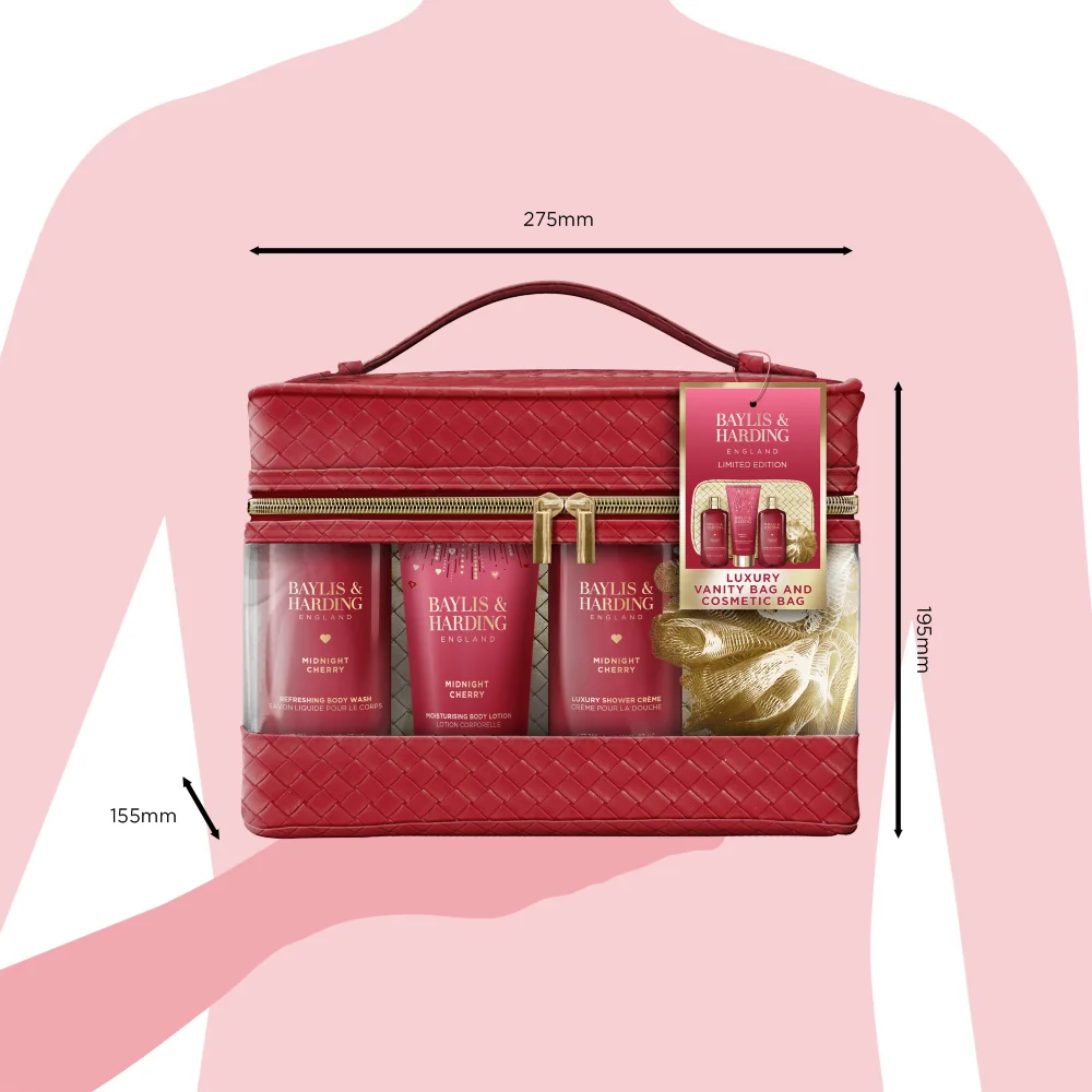 Baylis & Harding Sada péče o tělo v toaletní taštičce Midnight Cherry 5 ks