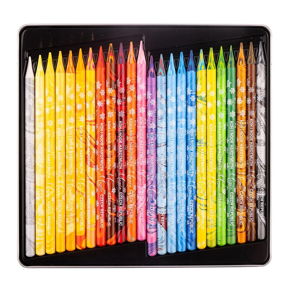 KOH-I-NOOR PROGRESSO MAGIC 8774/24 - pastelky v laku v plechovém pouzdře - 24 ks