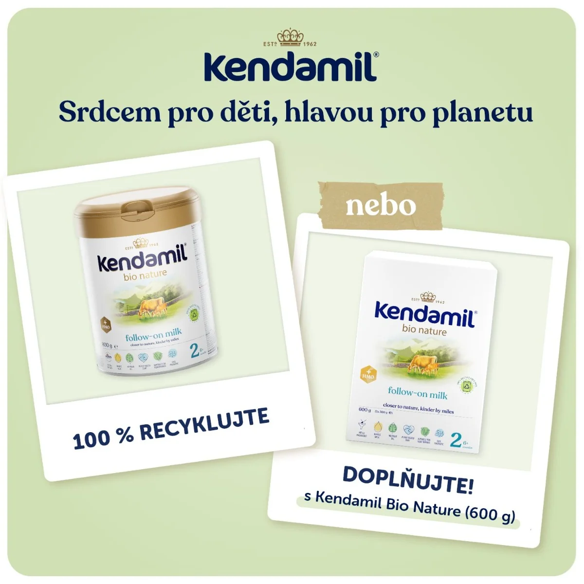 Kendamil 2 BIO Nature Kojenecké pokračovací mléko HMO+ 800 g