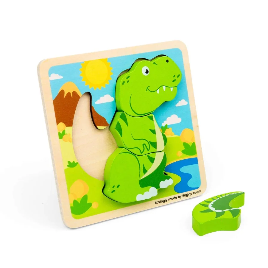 Bigjigs Toys Dřevěné vkládací puzzle T-Rex
