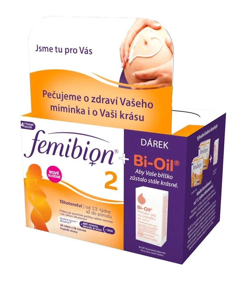 Femibion 2 s vitaminem D3 60 tablet + 60 tobolek + dárek Bi-Oil 25ml