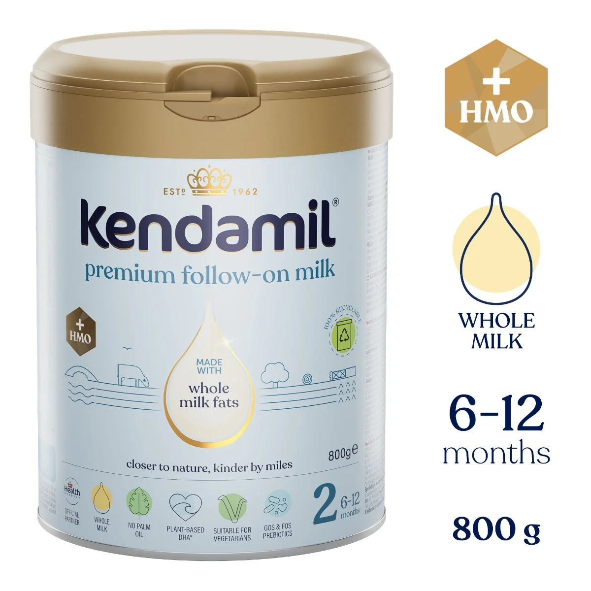 Kendamil 2 Premium Kojenecké pokračovací mléko HMO+ 800 g
