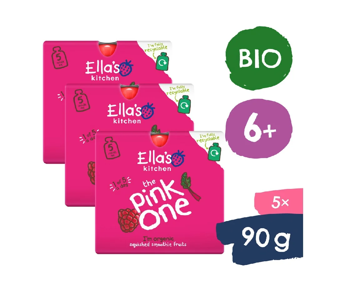 Ellas Kitchen BIO Ovocné smoothie PINK ONE Rebarbora kapsičky 5x90 g