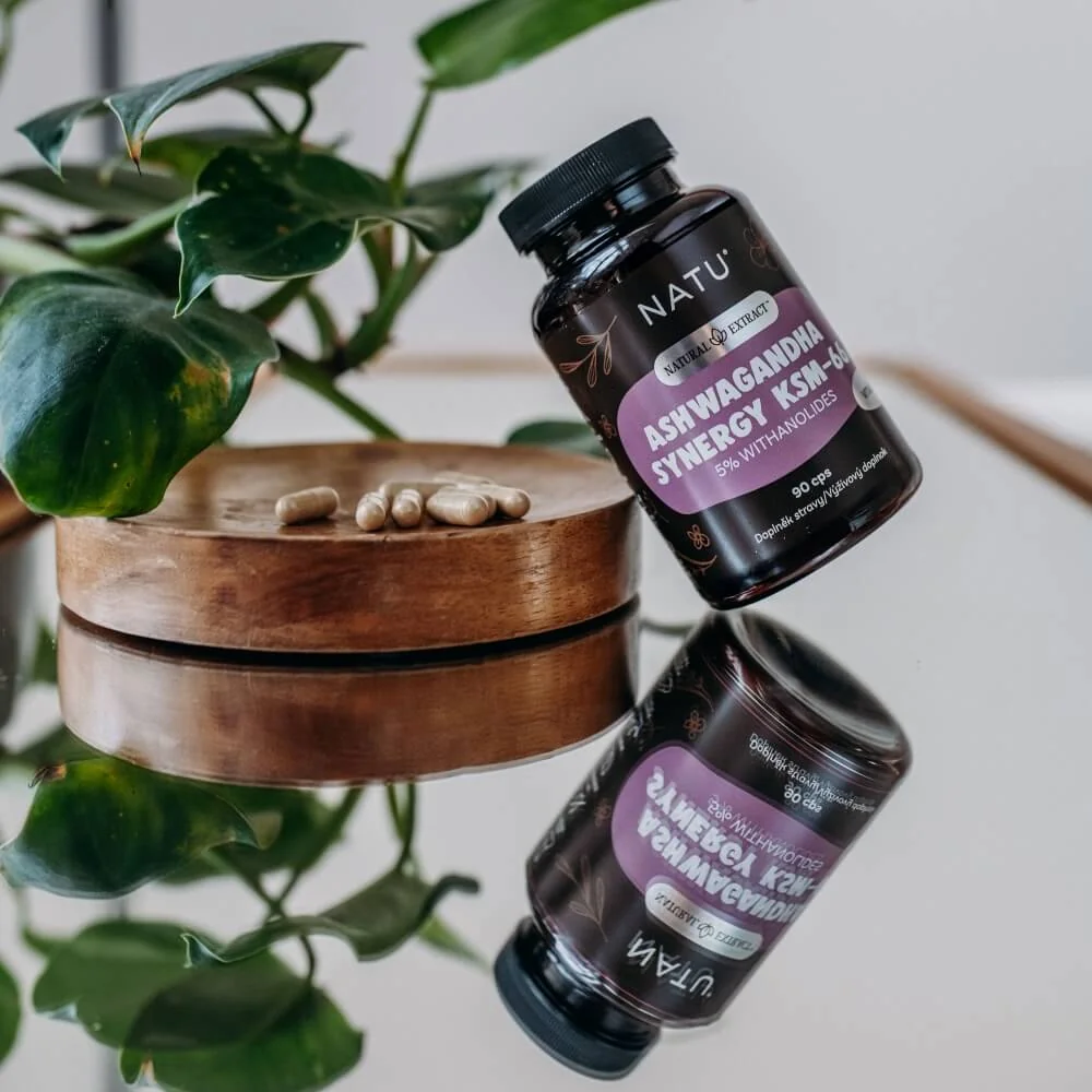 NATU Ashwagandha extrakt KSM-66 s piperinem 90 kapslí