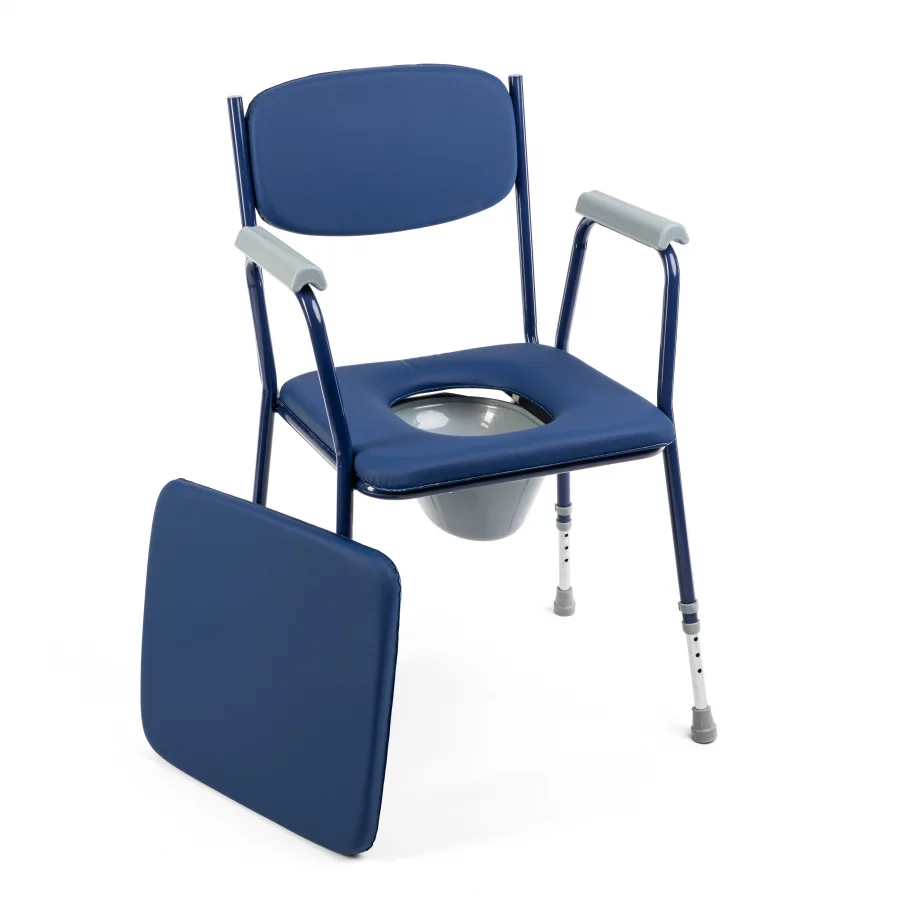 TIMAGO Toaletní křeslo výškově nastavitelné BLUE skládací