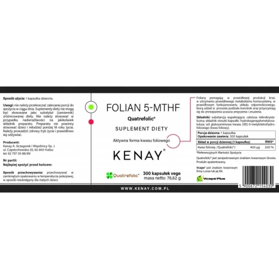 Kenay Folian 5MTHF Quatrefolic 300 kapslí