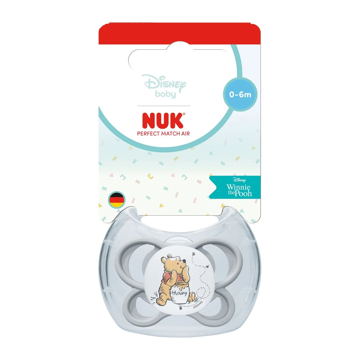 NUK Perfect Match Air Dudlík Disney Medvídek Pú 0–6m box 1 ks grey