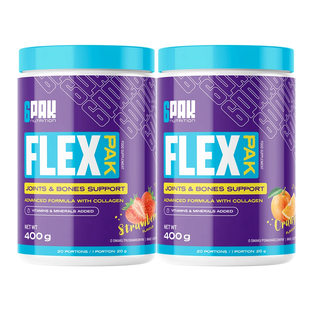 6Pak Nutrition Kloubní výživa Flex Pak 400 g - akce 1+1 pomeranč + jahoda