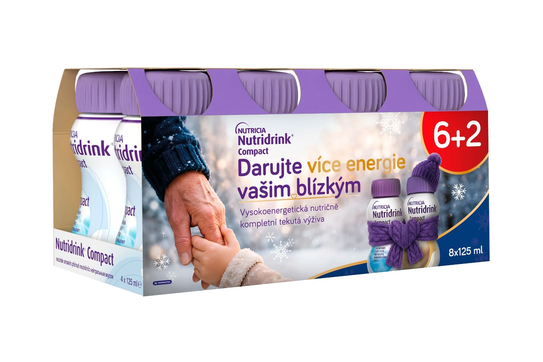 Nutridrink Compact 6+2 s příchutí neutral-káva 8x125 ml