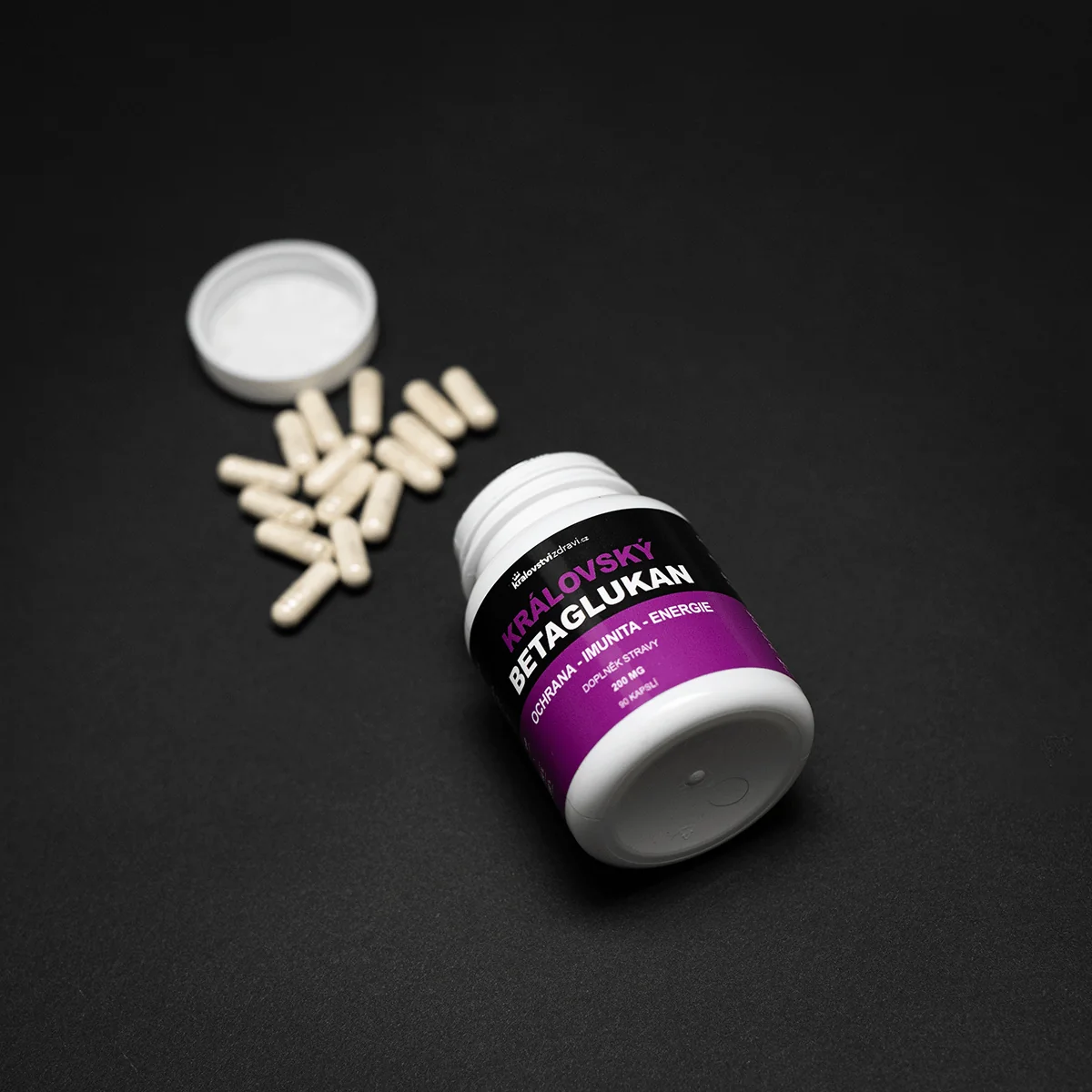 Království zdraví Královský Betaglukan 200 mg + (Vitamín C + D), 90 veg. kapslí