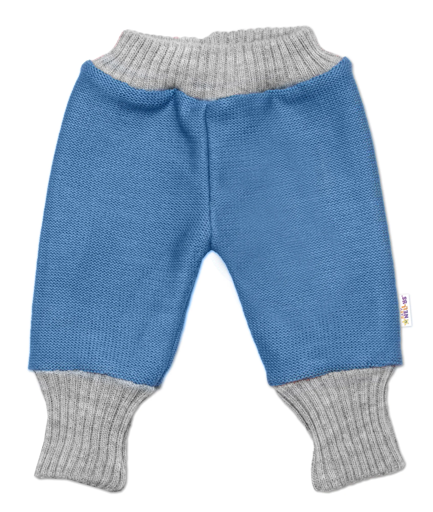 Baby Nellys Rostoucí oboustranné kalhoty Hand Made, modrá-šedá
