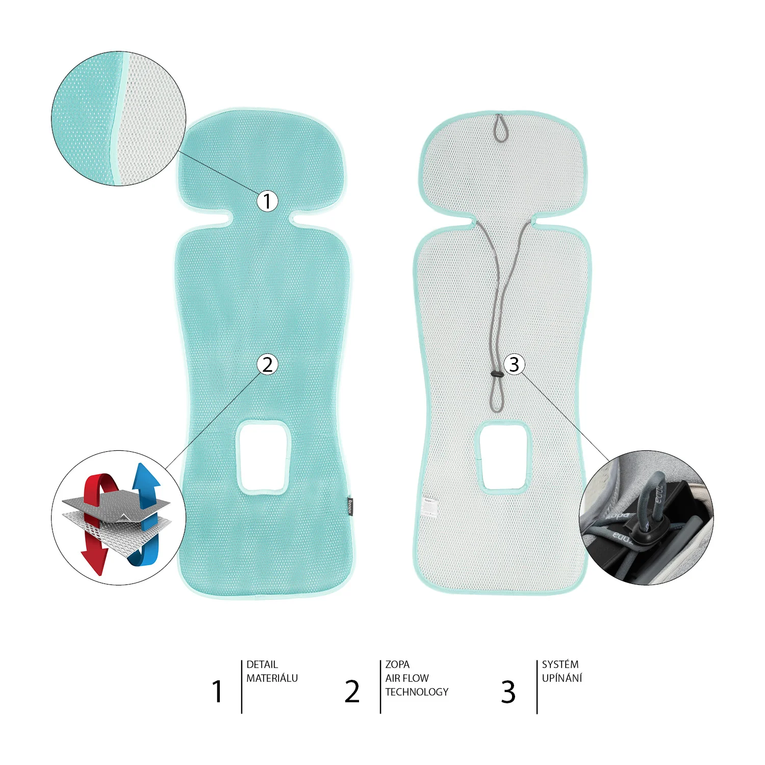 Zopa Prodyšná podložka do autosedačky Breeze sk. 1, Ice Grey 3