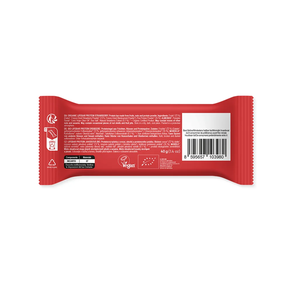 LifeFood Lifebar Protein tyčinka jahodová BIO 40 g