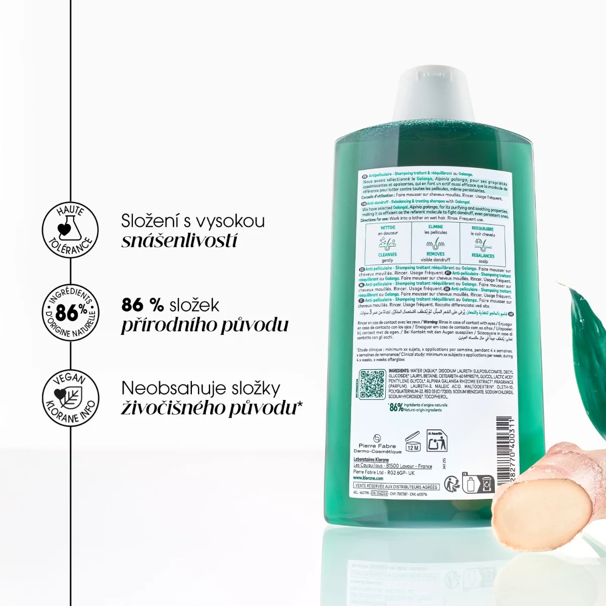 KLORANE Šampon proti lupům s galangalem 400 ml